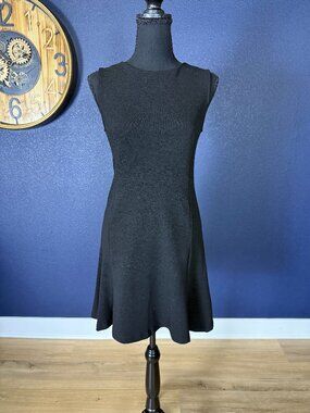 Banana Republic Factory NWT Black Textured Fit and Flare Sleeveless Dress | XS